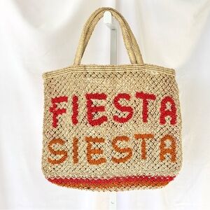 The Jacksons “Fiesta Siesta” Jute Tote Bag - Red Orange Tan